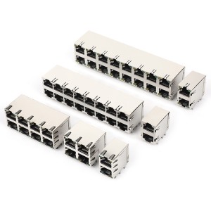 10/100/1000 Base-T 2xN Multi-port type stacked Ethernet Connector ZhuSun Jack