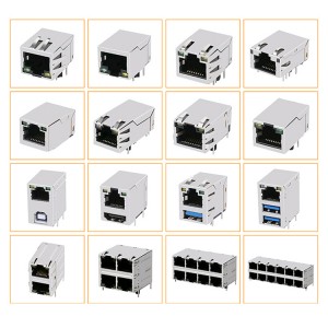 10/100/1000 Base-T RJ45 Integrated connector Modules 1xN Tab-Down ZhuSun Jack