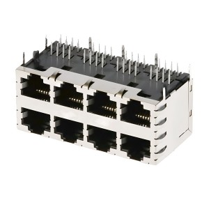 RM4-104AD1F RM4-10PADV1F Compatible ZhuSun Jack 100 Base-T RJ45 2×4 Port magnetic connectors Without LED