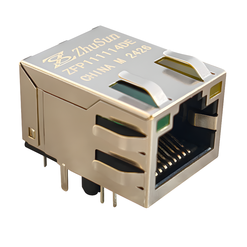 ARJ11C-MBSAS-A-BA-7MU2 Single Port Tab Up With LED 1000Base-T Ethernet 10Pin RJ45 Connector