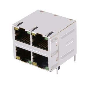 XRJH-22C-D-D62-170 Stackable 2×2 Port with 10/100Mbps Ethernet Socket connector ZhuSun Jack